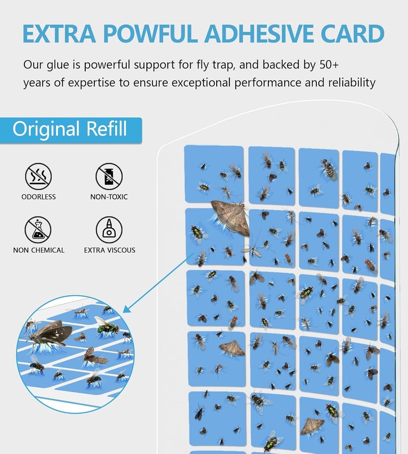WowCatch 5PCS Refills for Flying Insect Trap N386E, Original Super Sticky Cards, High Efficiently Stick Fruit Flies, Gnats, Moths, and Houseflies (Refill Only) - Image 3
